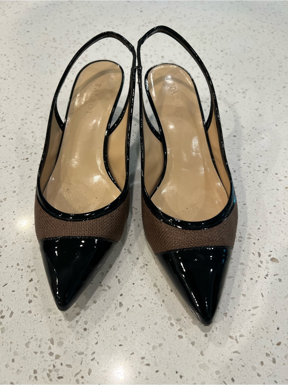 Talbots Brown and Black Pointed Slingback Heels